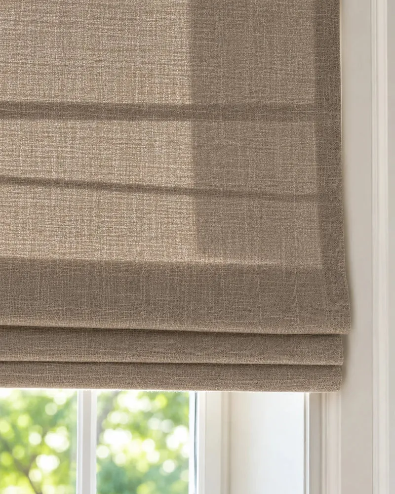Cassie Flat Fold Linen Blend Cordless Custom Roman Shade