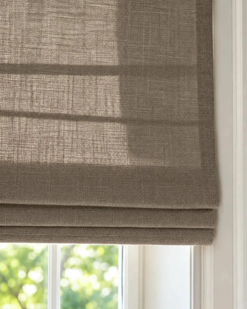 Cassie Flat Fold Linen Blend Cordless Custom Roman Shade