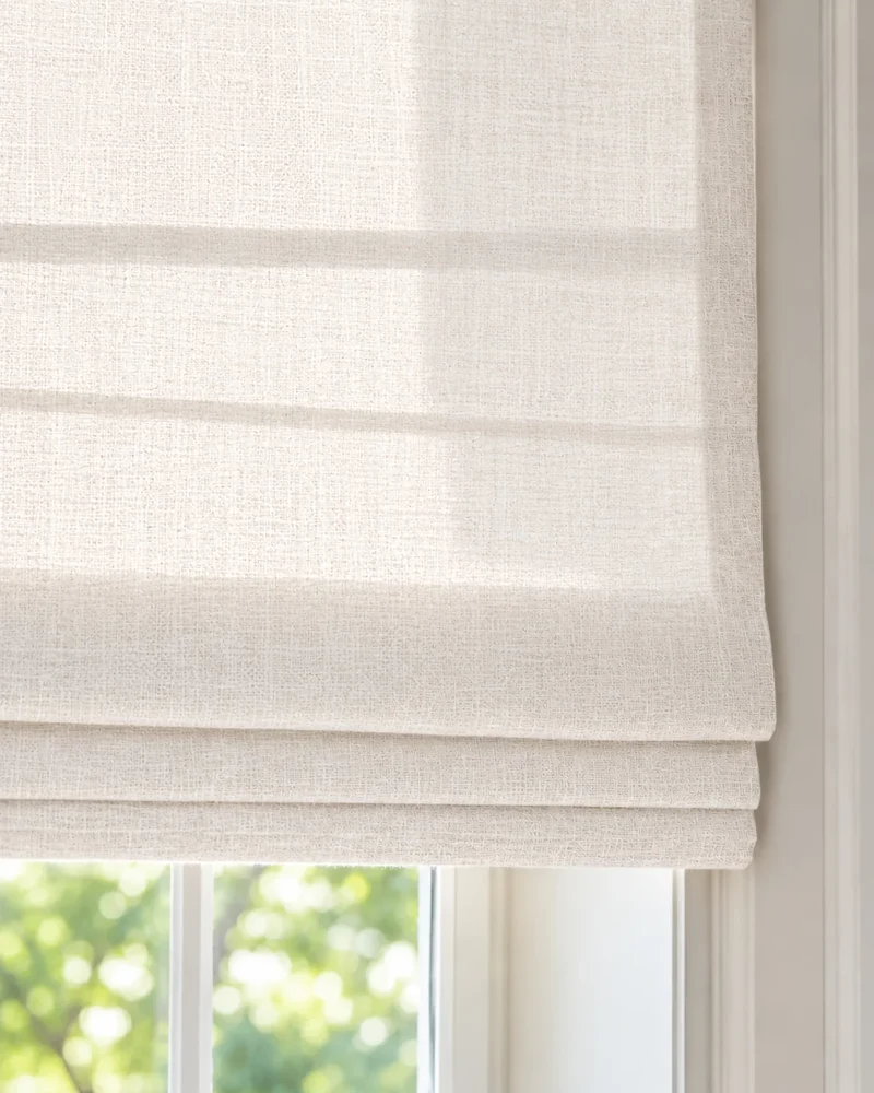 Cassie Flat Fold Linen Blend Cordless Custom Roman Shade