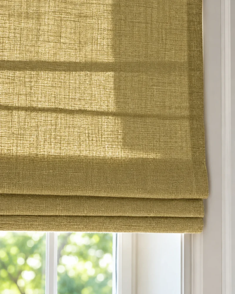 Cassie Flat Fold Linen Blend Cordless Custom Roman Shade