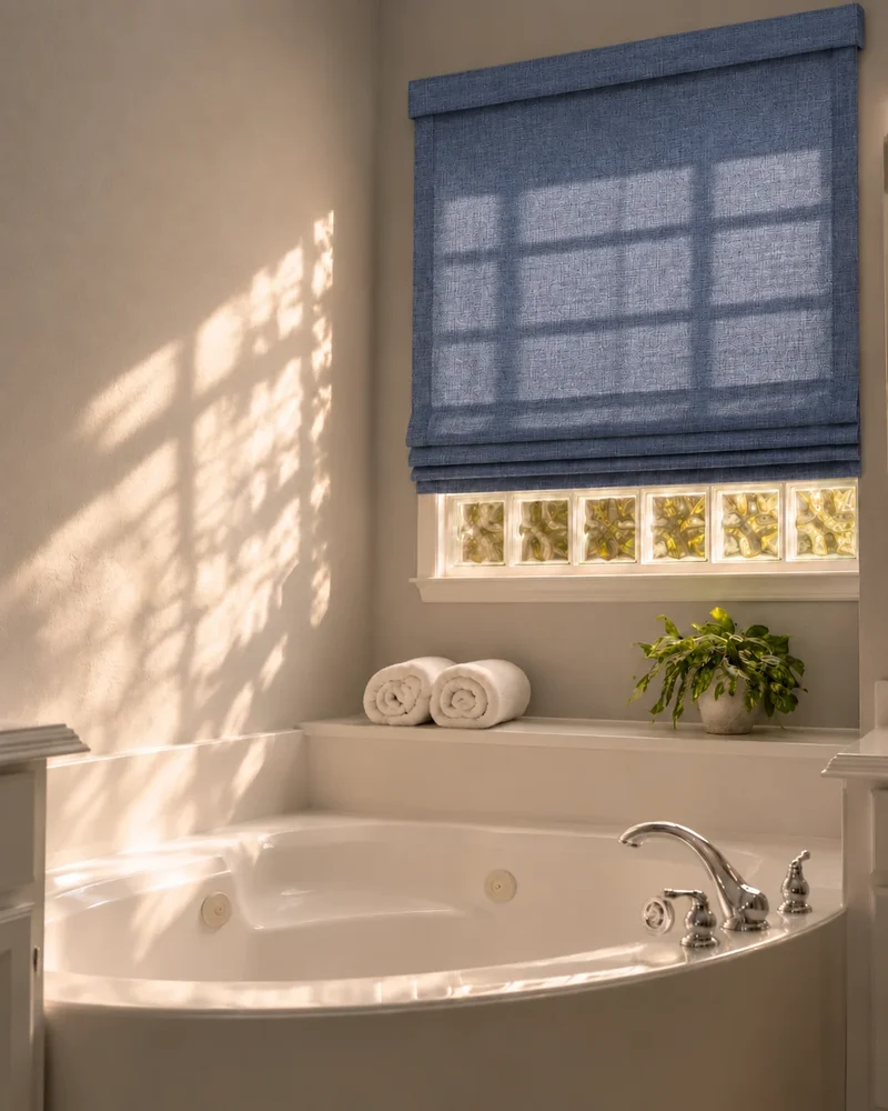 Cassie Flat Fold Linen Blend Cordless Custom Roman Shade