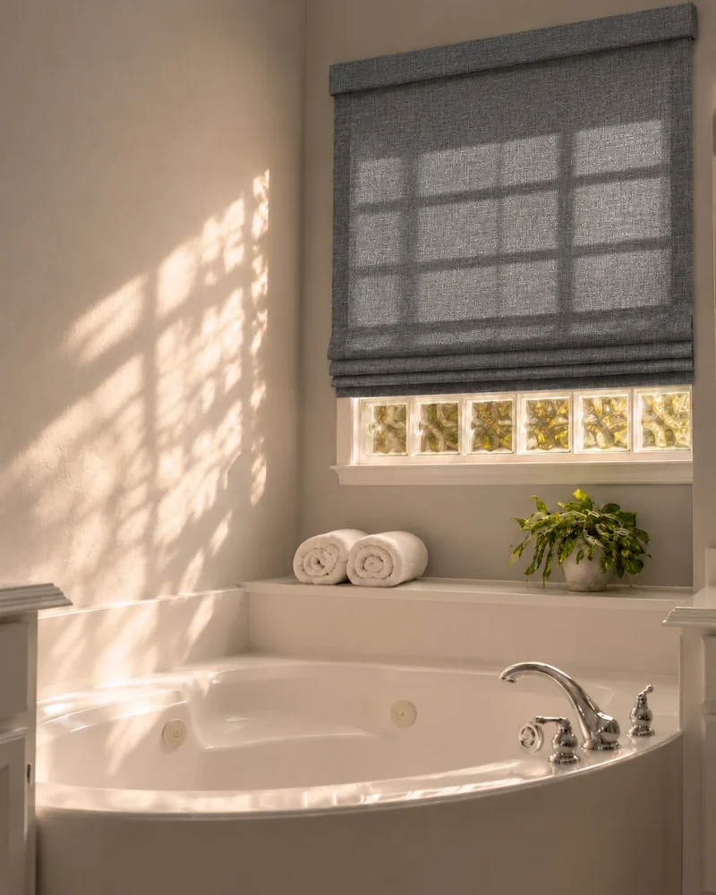 Cassie Flat Fold Linen Blend Cordless Custom Roman Shade