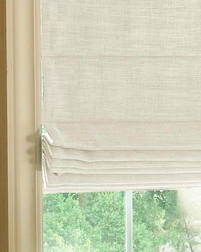Zoe Flat Fold Linen Look Cordless Custom Roman Shade