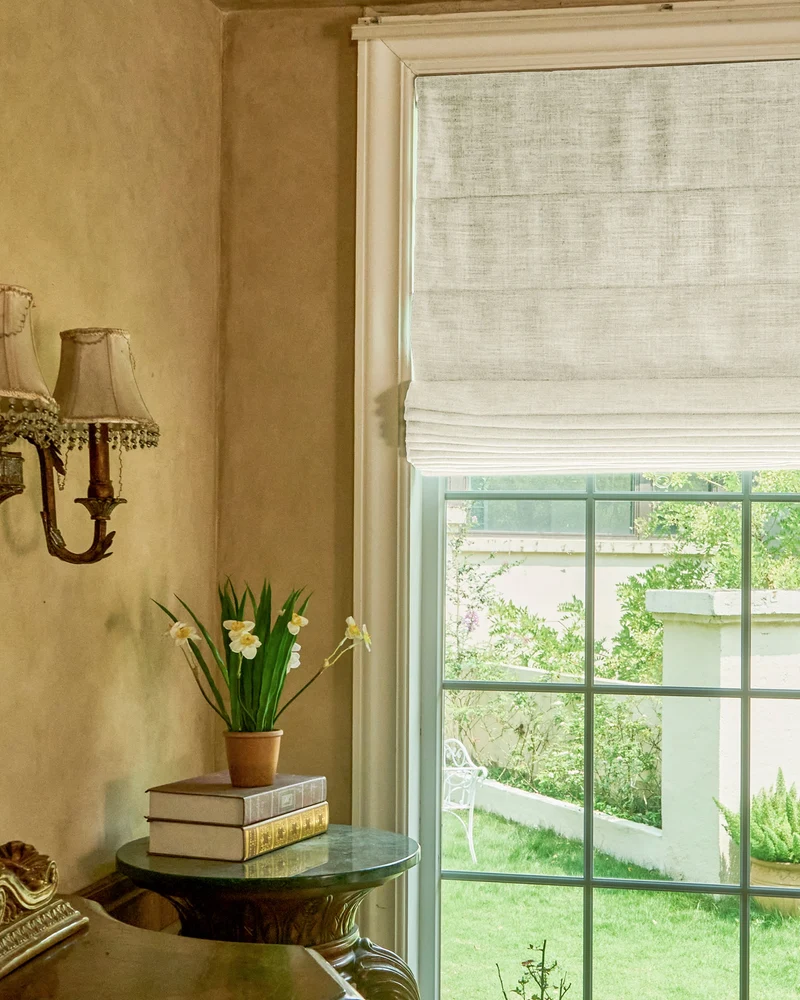 Zoe Plain Fold Linen Look Cordless Custom Roman Shade