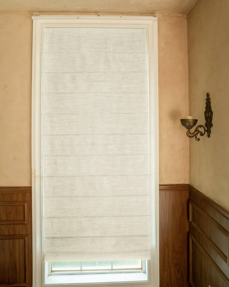 Zoe Plain Fold Linen Look Cordless Custom Roman Shade