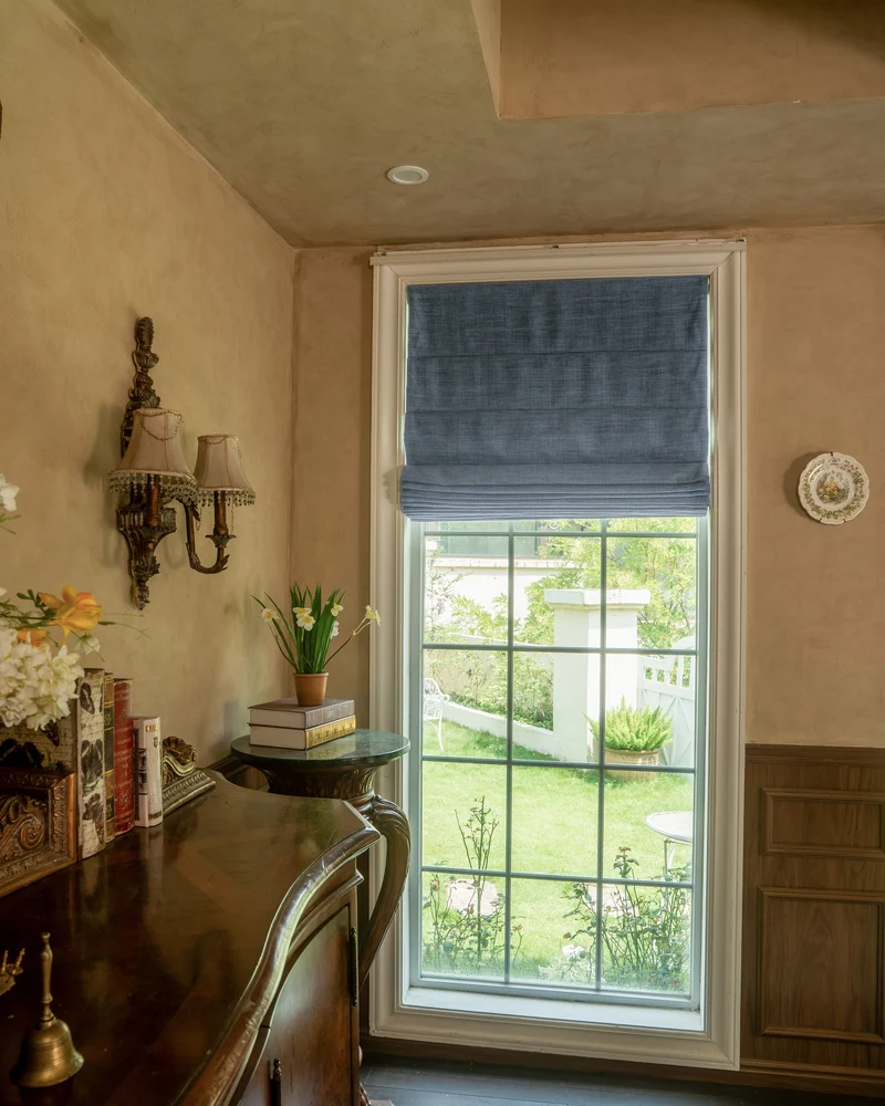 Zoe Plain Fold Linen Look Cordless Custom Roman Shade