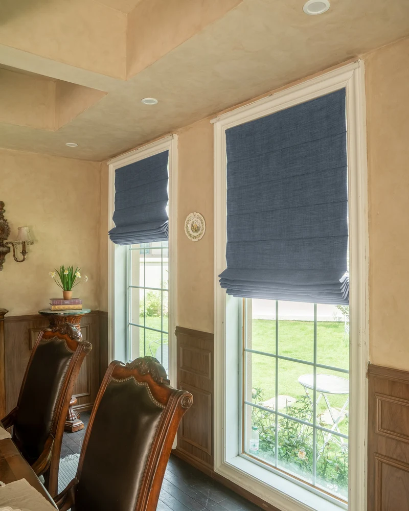 Zoe Plain Fold Linen Look Cordless Custom Roman Shade