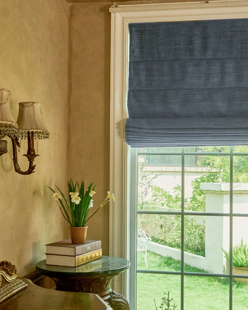 Zoe Plain Fold Linen Look Cordless Custom Roman Shade