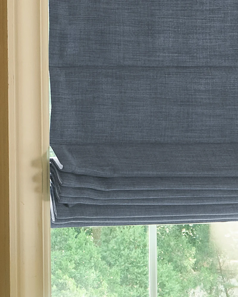 Zoe Flat Fold Linen Look Cordless Custom Roman Shade