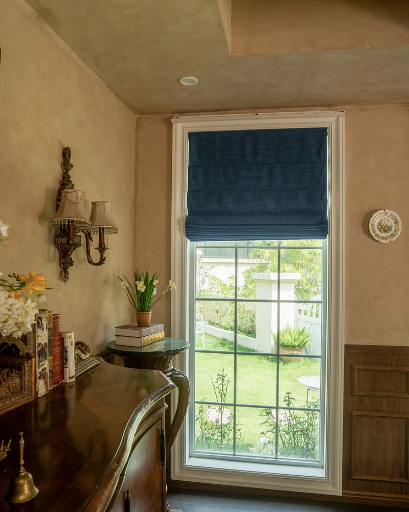 Zoe Plain Fold Linen Look Cordless Custom Roman Shade