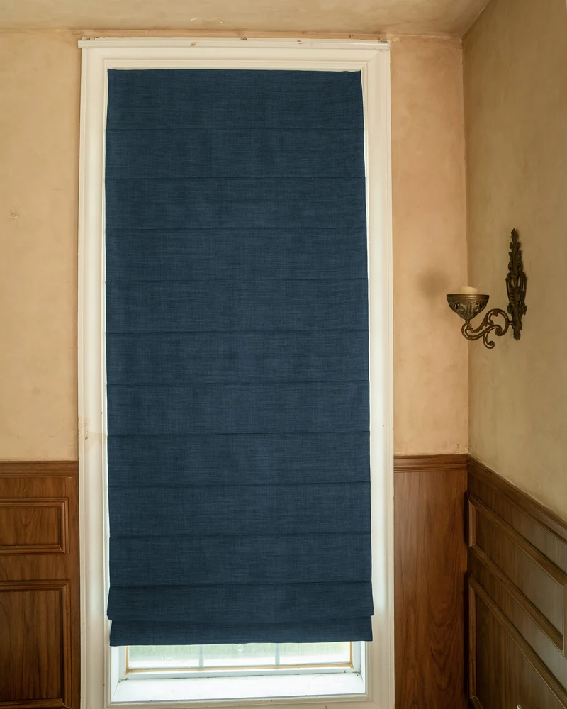Zoe Plain Fold Linen Look Cordless Custom Roman Shade