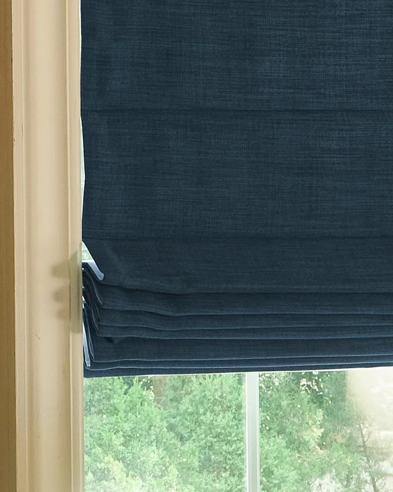 Zoe Flat Fold Linen Look Cordless Custom Roman Shade