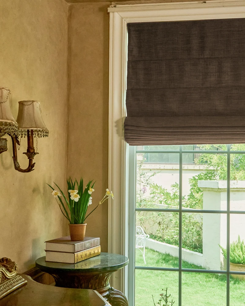Zoe Plain Fold Linen Look Cordless Custom Roman Shade