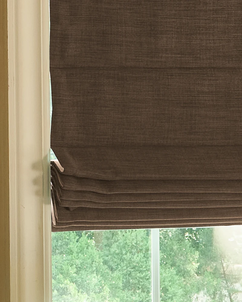 Zoe Flat Fold Linen Look Cordless Custom Roman Shade