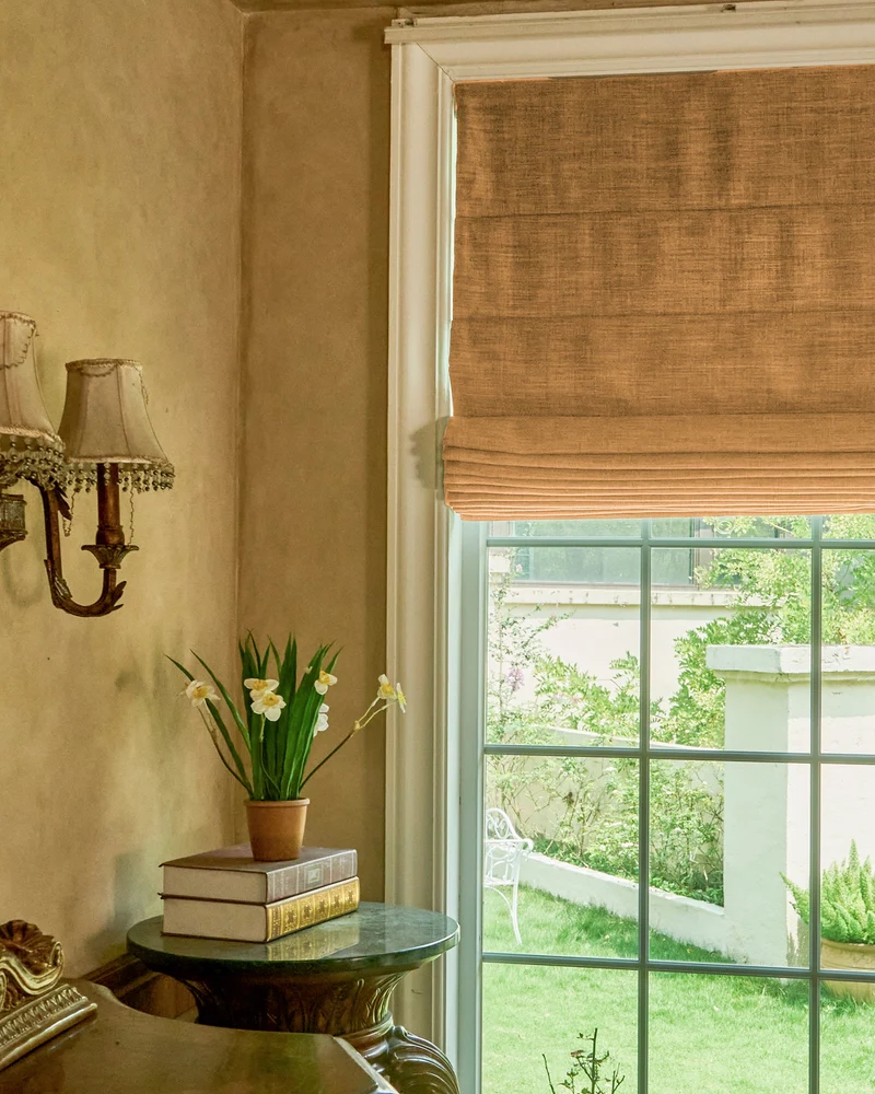Zoe Plain Fold Linen Look Cordless Custom Roman Shade