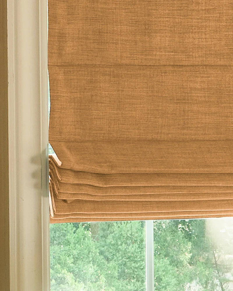 Zoe Flat Fold Linen Look Cordless Custom Roman Shade