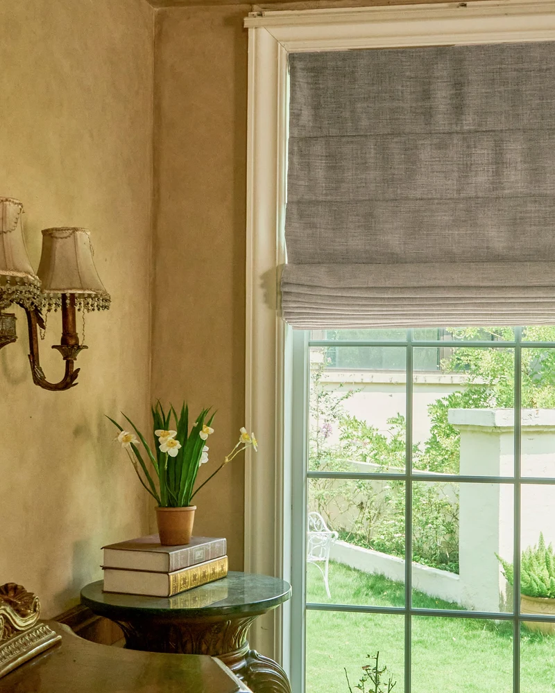 Zoe Plain Fold Linen Look Cordless Custom Roman Shade
