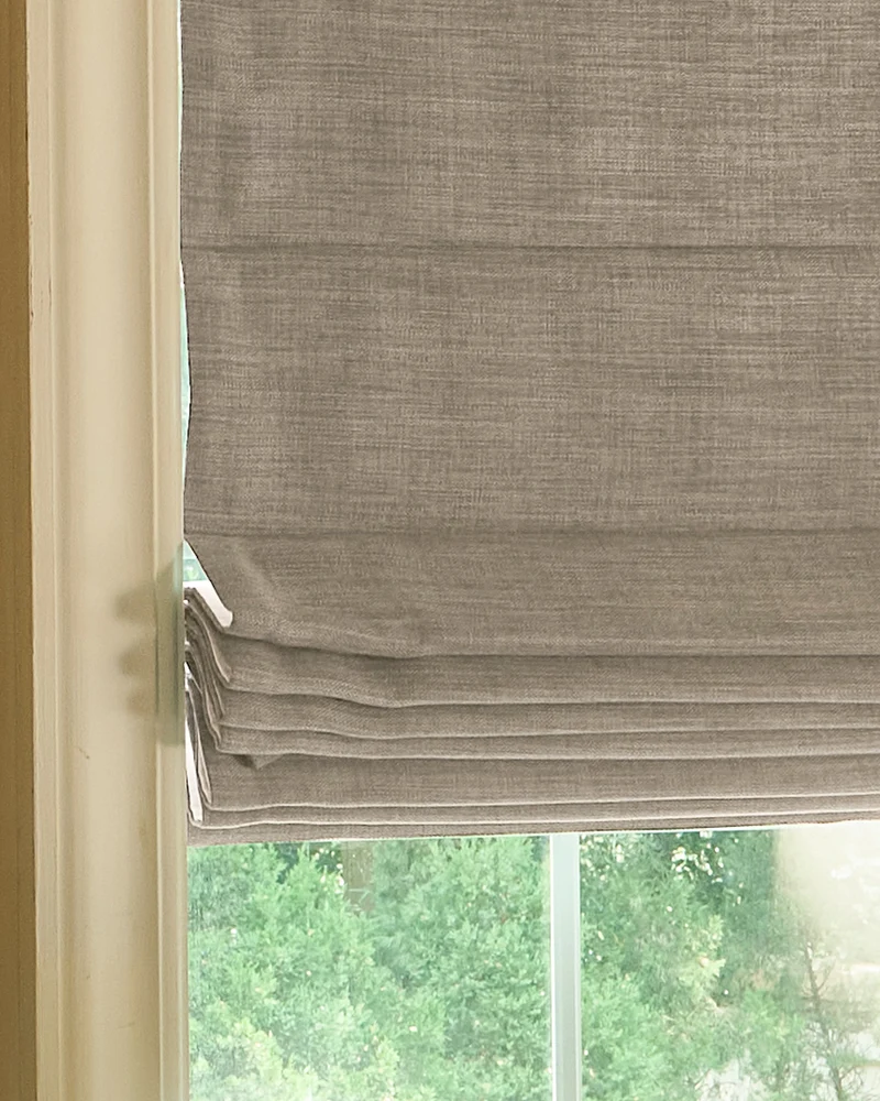 Zoe Flat Fold Linen Look Cordless Custom Roman Shade