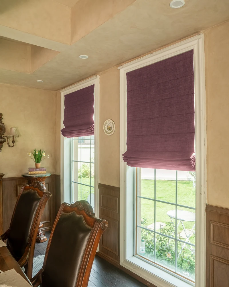 Zoe Plain Fold Linen Look Cordless Custom Roman Shade