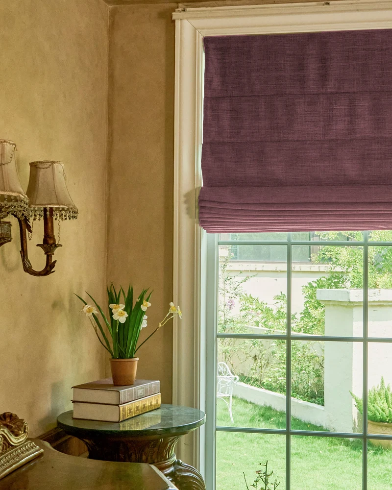 Zoe Plain Fold Linen Look Cordless Custom Roman Shade