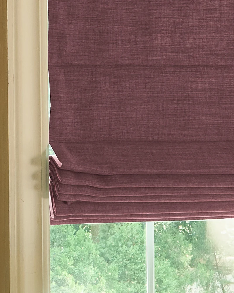 Zoe Flat Fold Linen Look Cordless Custom Roman Shade