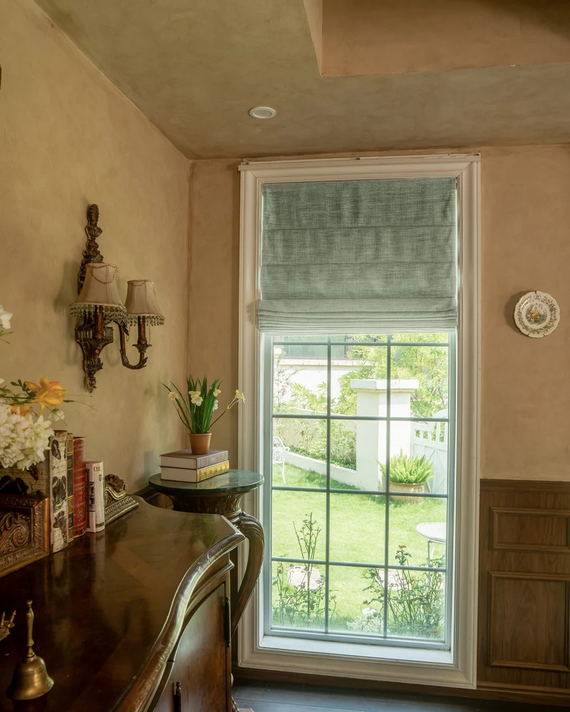 Zoe Plain Fold Linen Look Cordless Custom Roman Shade