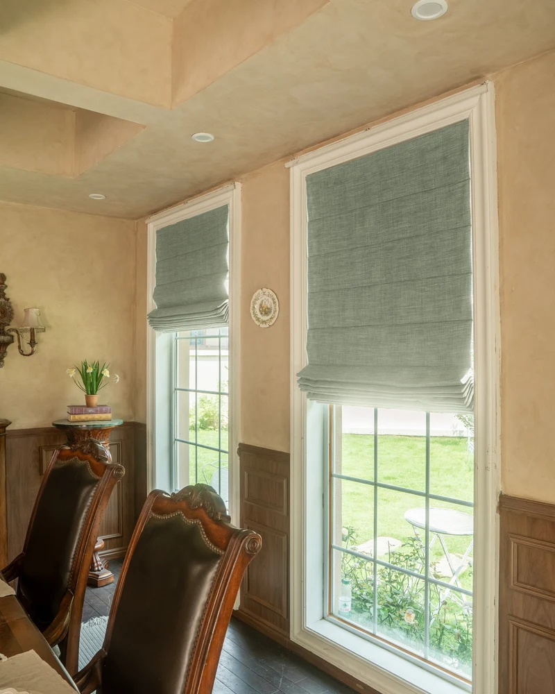 Zoe Plain Fold Linen Look Cordless Custom Roman Shade