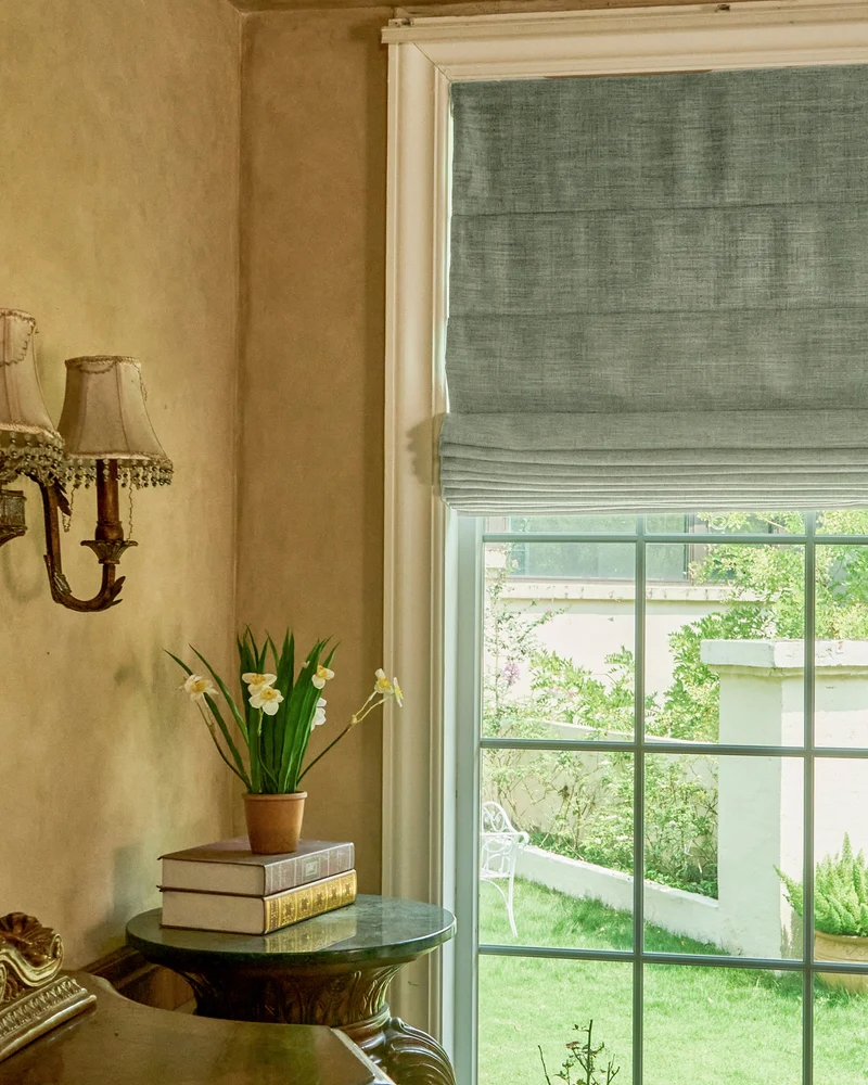 Zoe Plain Fold Linen Look Cordless Custom Roman Shade