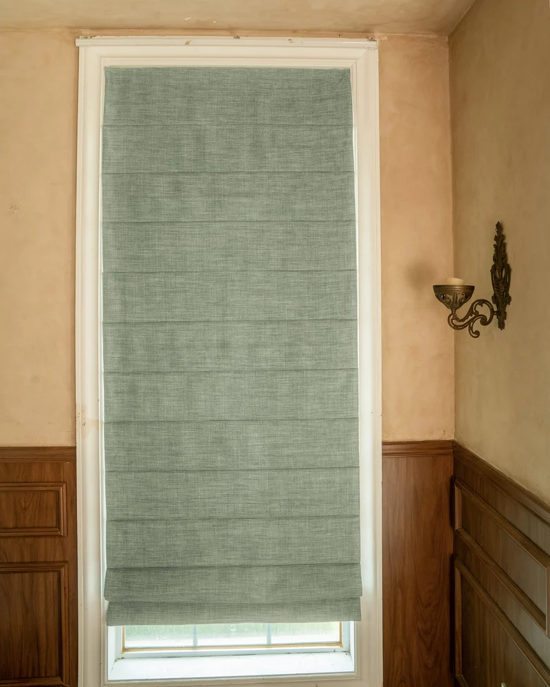 Zoe Plain Fold Linen Look Cordless Custom Roman Shade