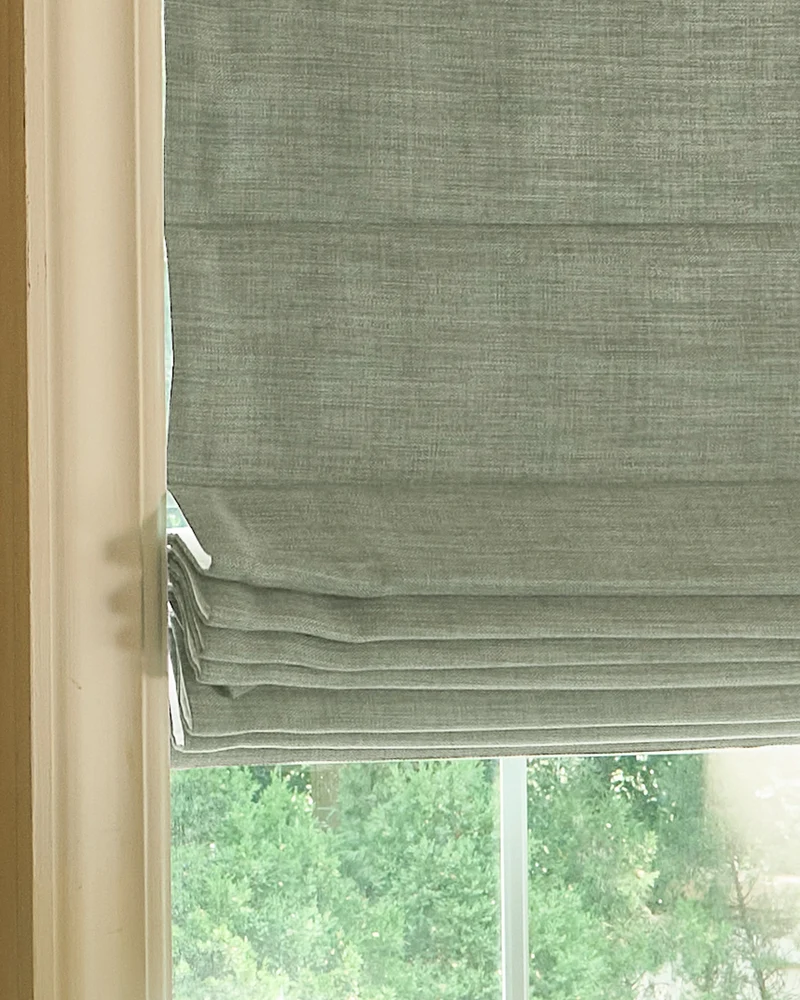 Zoe Flat Fold Linen Look Cordless Custom Roman Shade