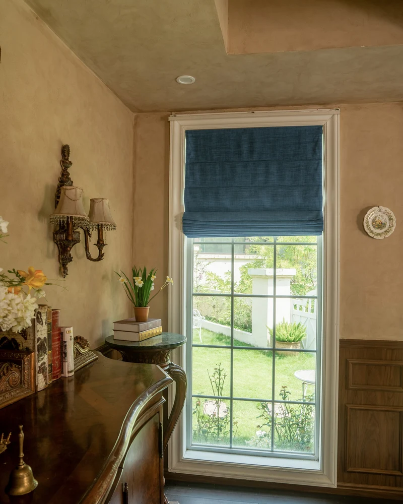 Zoe Plain Fold Linen Look Cordless Custom Roman Shade