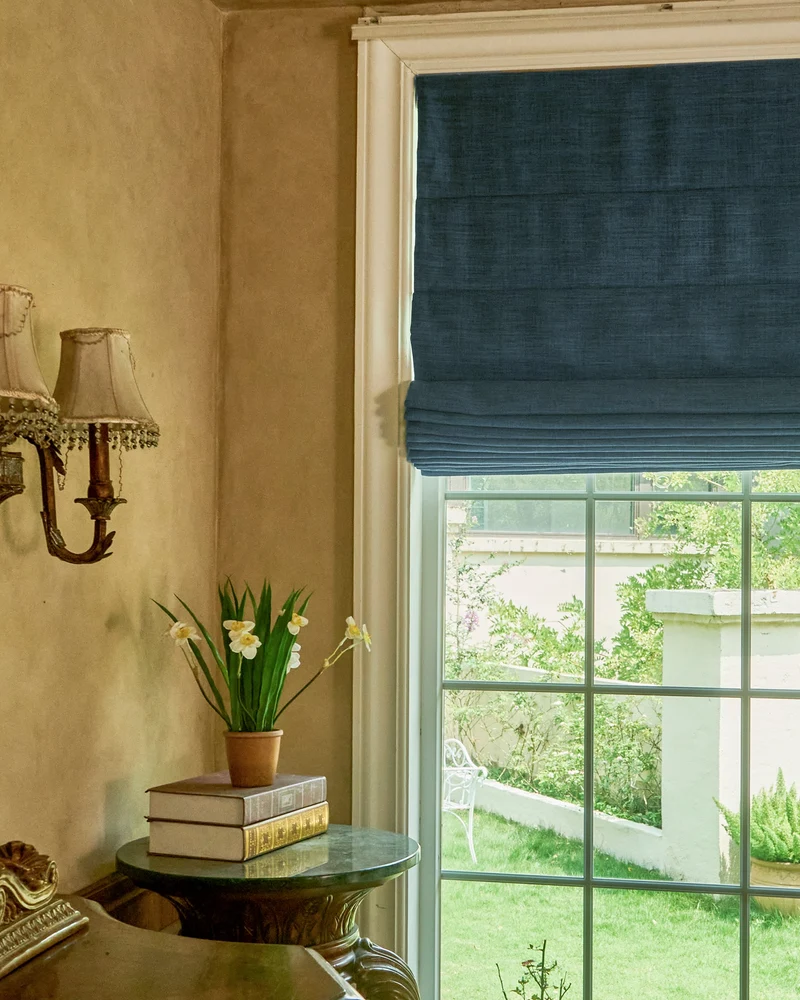 Zoe Plain Fold Linen Look Cordless Custom Roman Shade