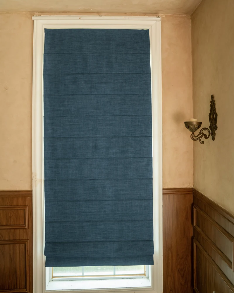 Zoe Plain Fold Linen Look Cordless Custom Roman Shade
