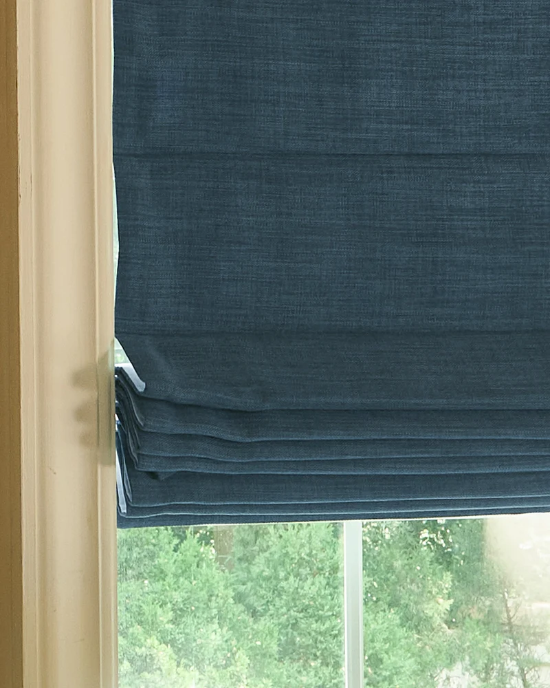 Zoe Flat Fold Linen Look Cordless Custom Roman Shade