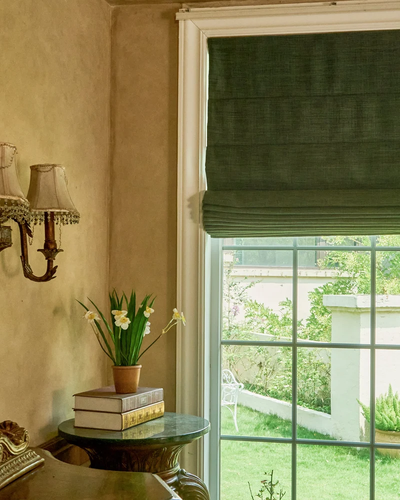 Zoe Plain Fold Linen Look Cordless Custom Roman Shade