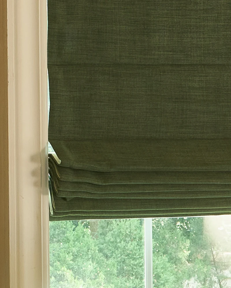 Zoe Flat Fold Linen Look Cordless Custom Roman Shade