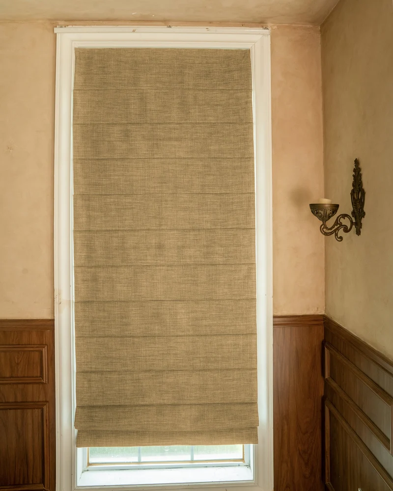 Zoe Plain Fold Linen Look Cordless Custom Roman Shade