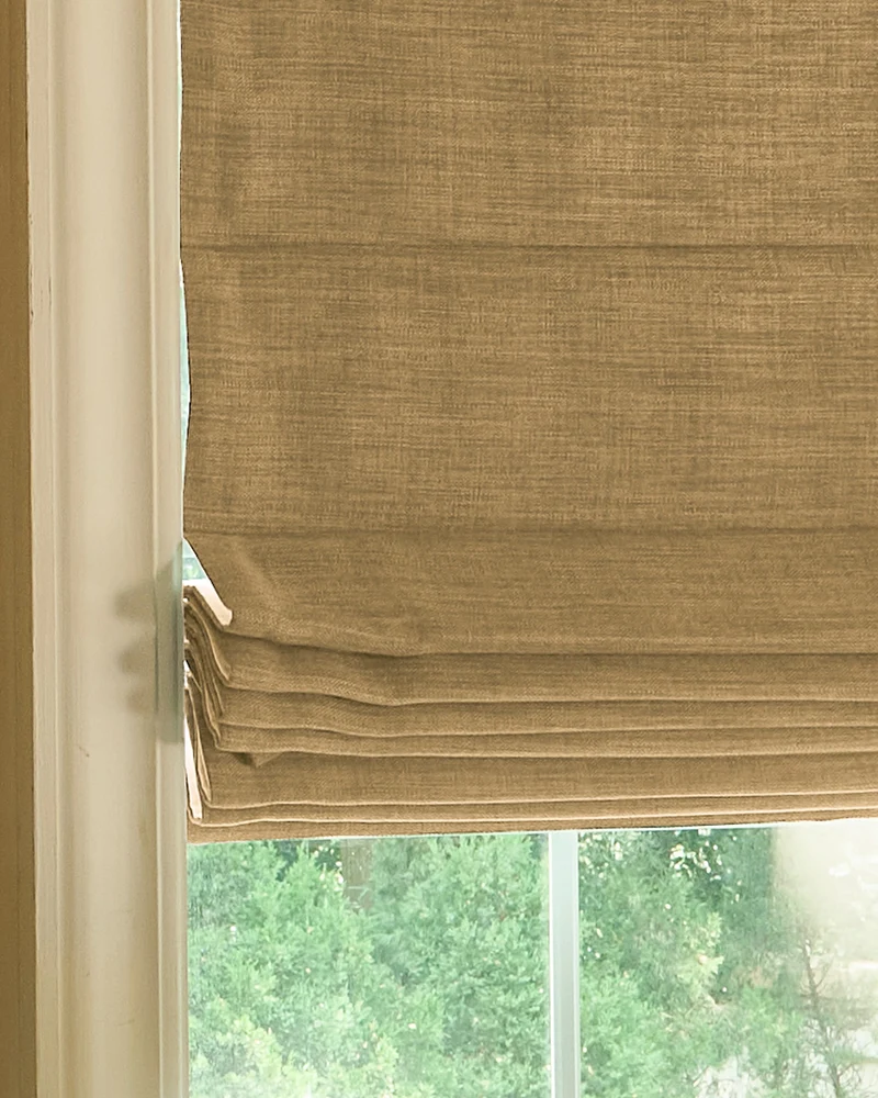 Zoe Flat Fold Linen Look Cordless Custom Roman Shade