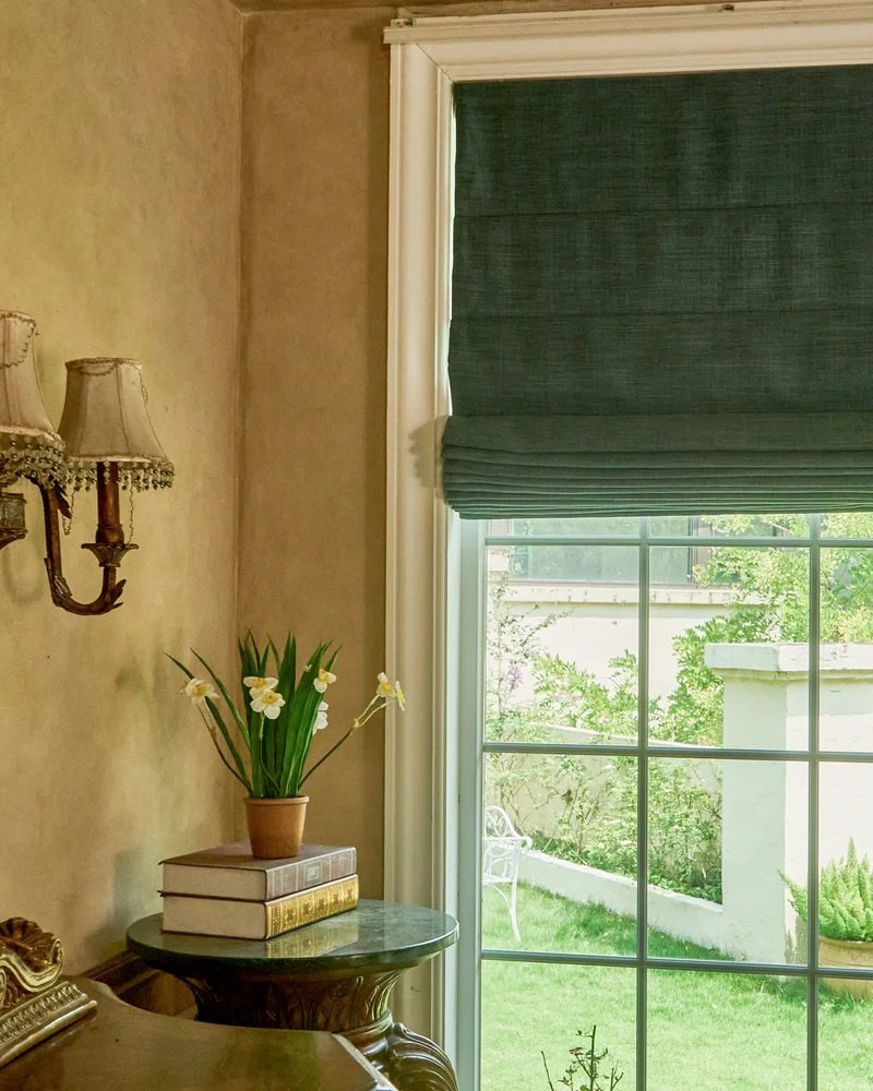Zoe Plain Fold Linen Look Cordless Custom Roman Shade