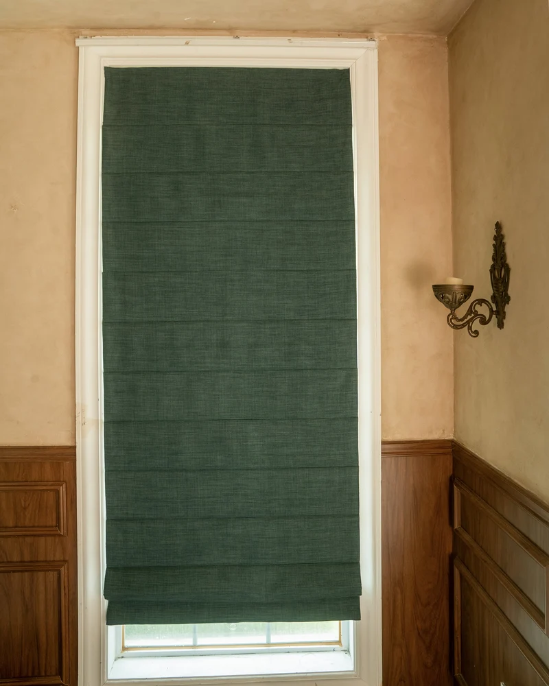 Zoe Plain Fold Linen Look Cordless Custom Roman Shade