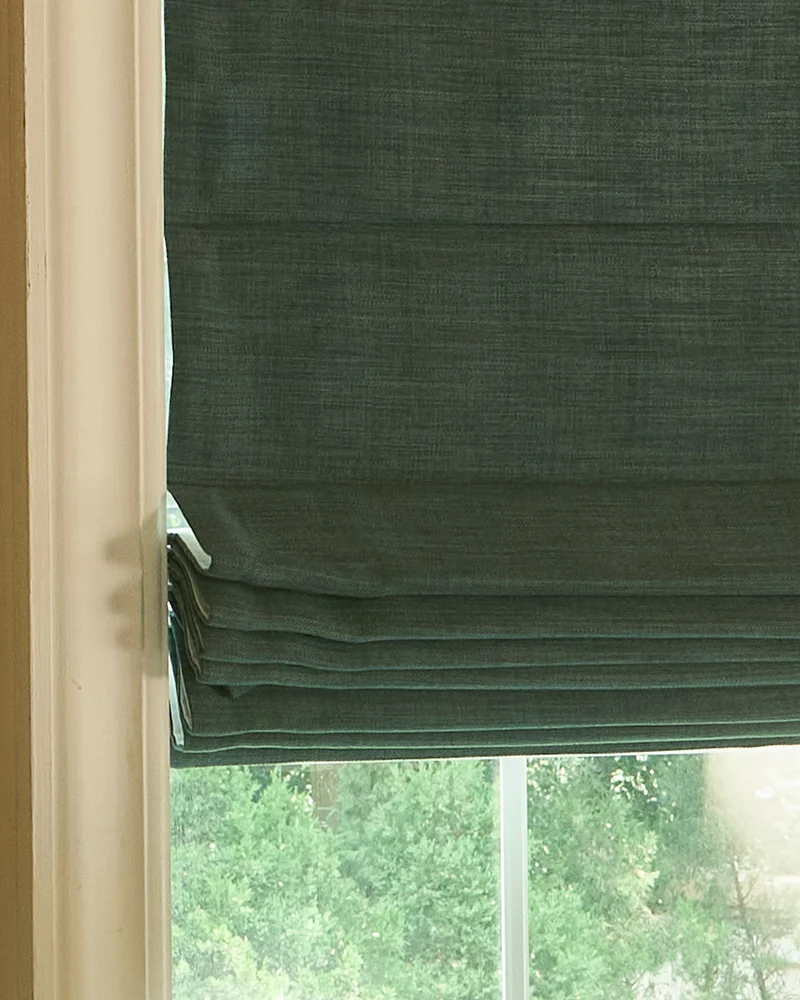 Zoe Flat Fold Linen Look Cordless Custom Roman Shade