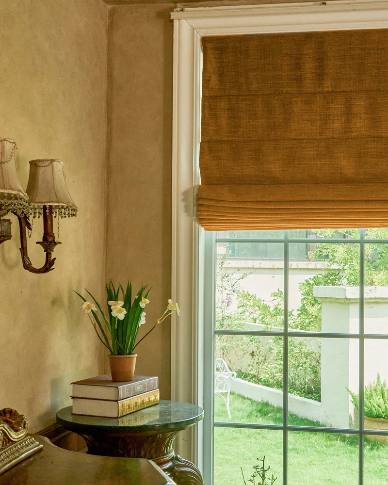 Zoe Plain Fold Linen Look Cordless Custom Roman Shade