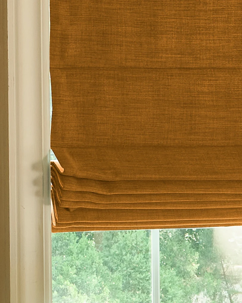 Zoe Flat Fold Linen Look Cordless Custom Roman Shade