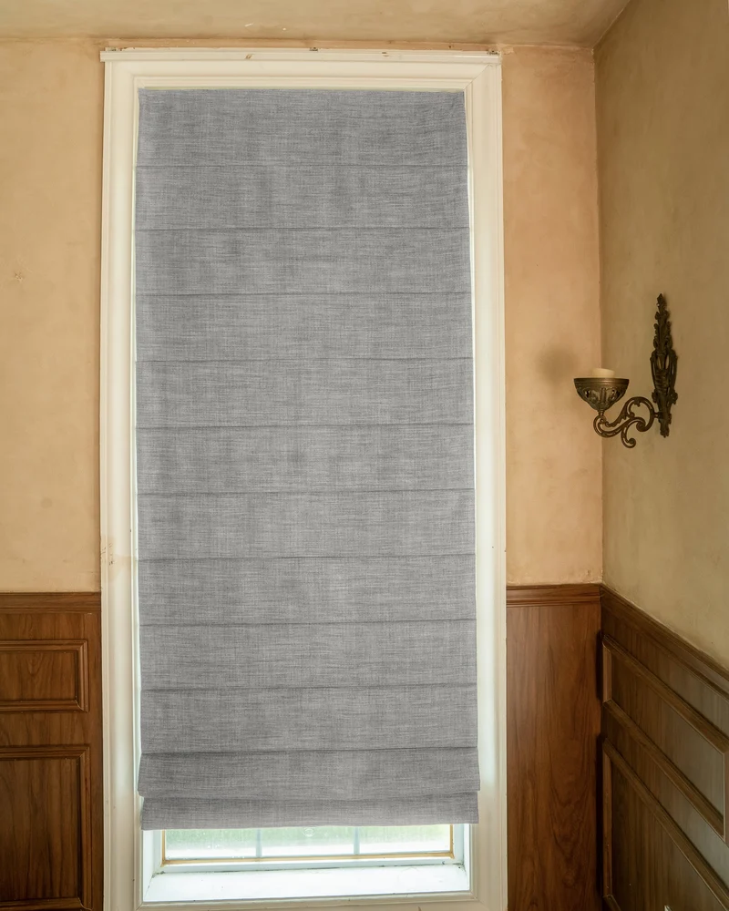 Zoe Plain Fold Linen Look Cordless Custom Roman Shade