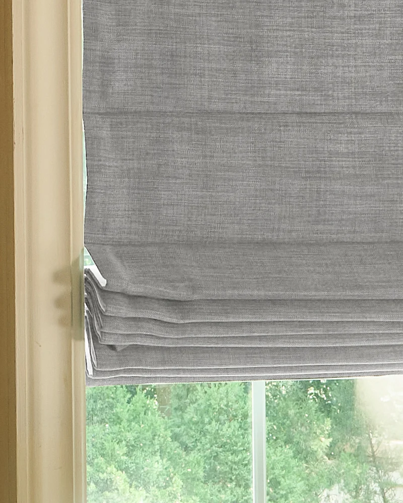 Zoe Flat Fold Linen Look Cordless Custom Roman Shade