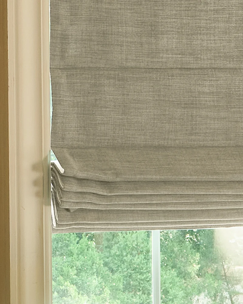 Zoe Flat Fold Linen Look Cordless Custom Roman Shade