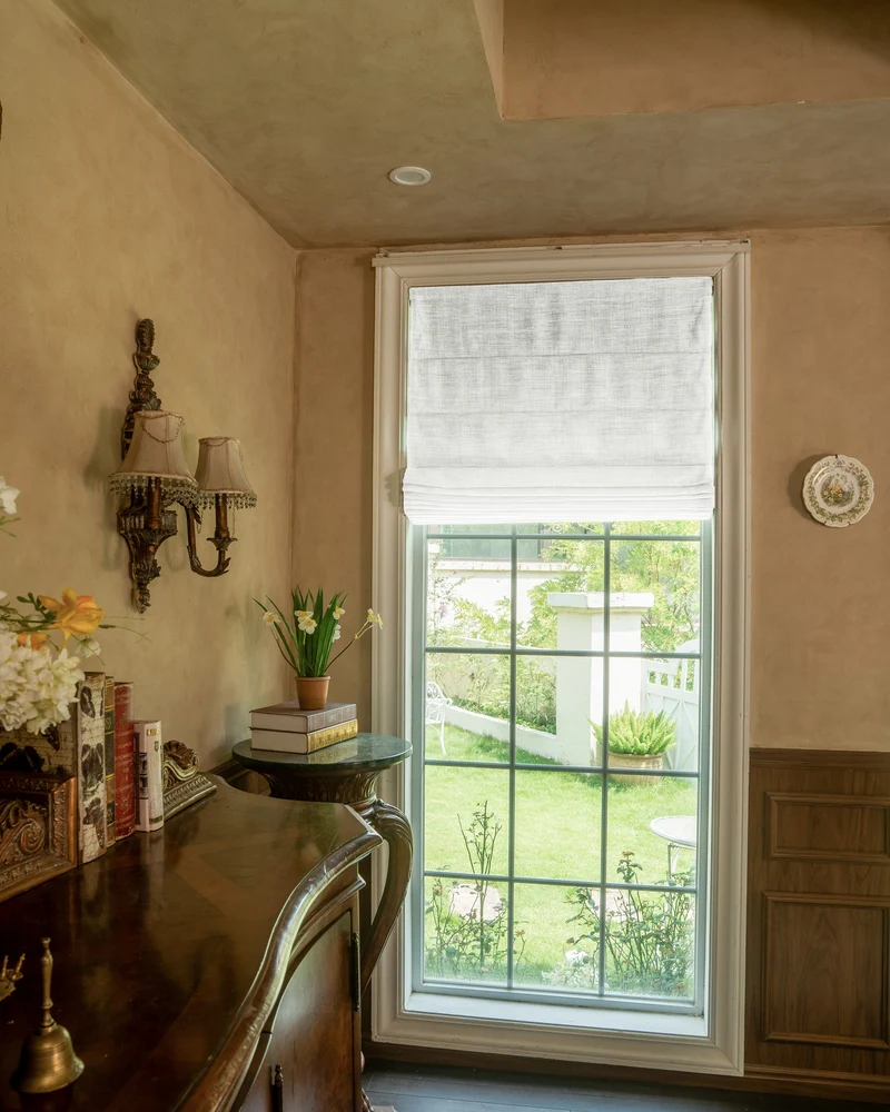 Zoe Plain Fold Linen Look Cordless Custom Roman Shade