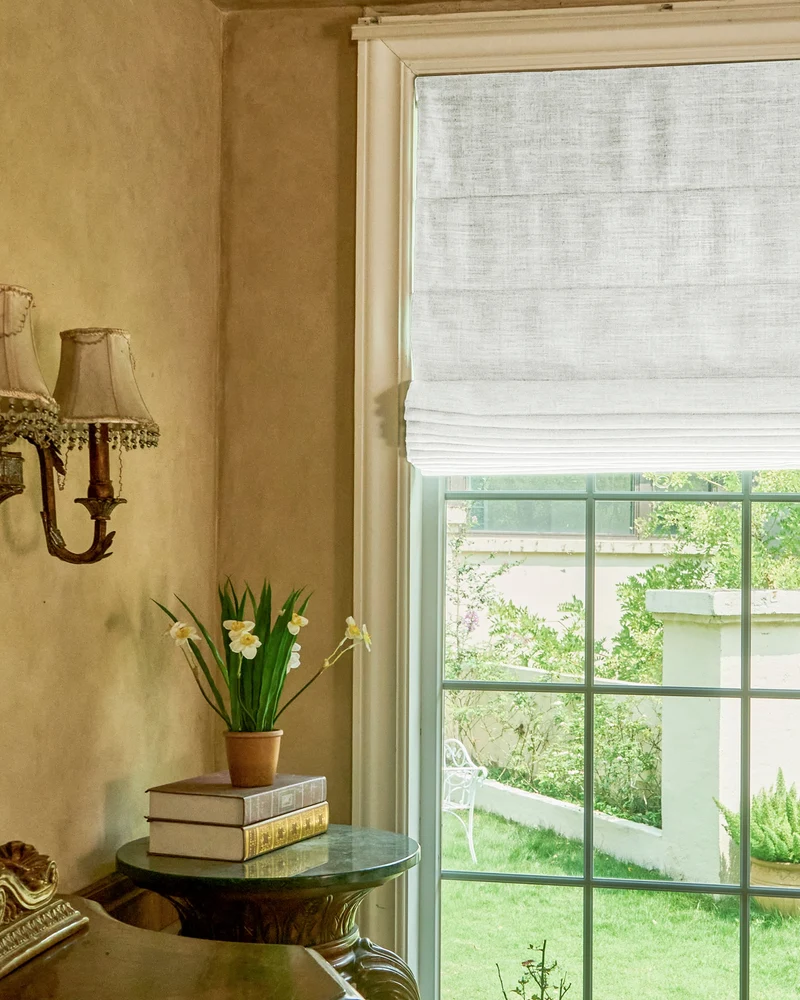 Zoe Plain Fold Linen Look Cordless Custom Roman Shade