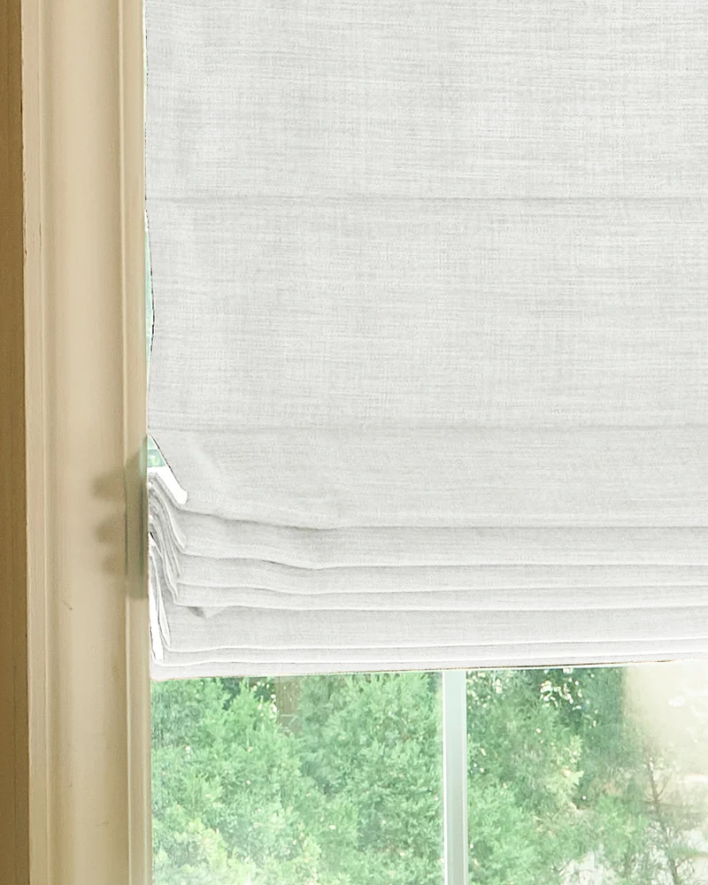 Zoe Flat Fold Linen Look Cordless Custom Roman Shade