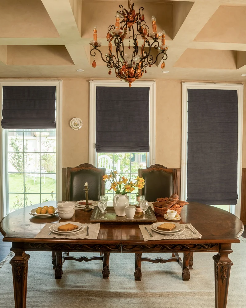 Zoe Plain Fold Linen Look Cordless Custom Roman Shade